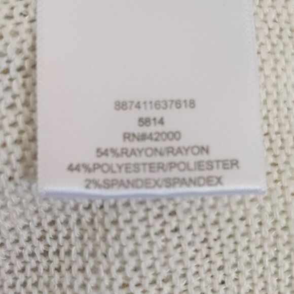 Bongo lightweight knit sweater, high low hem, off-white w/ gold metallic L - Picture 5 of 6